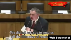A screen grab from an infamous speech by far-right politician Ewald Stadler to the Austrian parliament in 2010. 