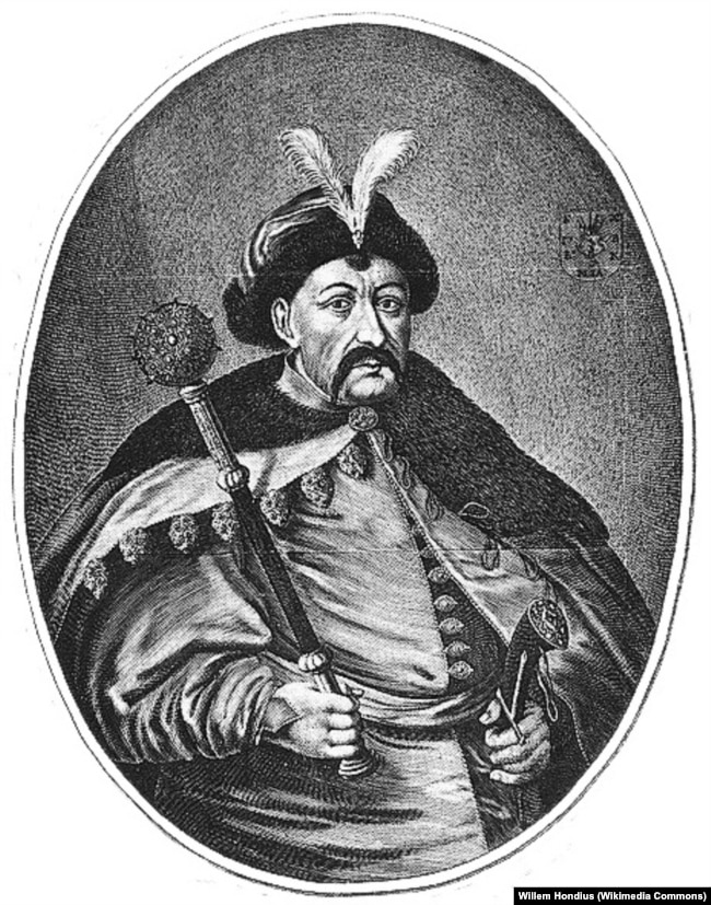 Богдан Хмельницкий, портрет гравюры Вильгельма Гондиуса (XVII век)