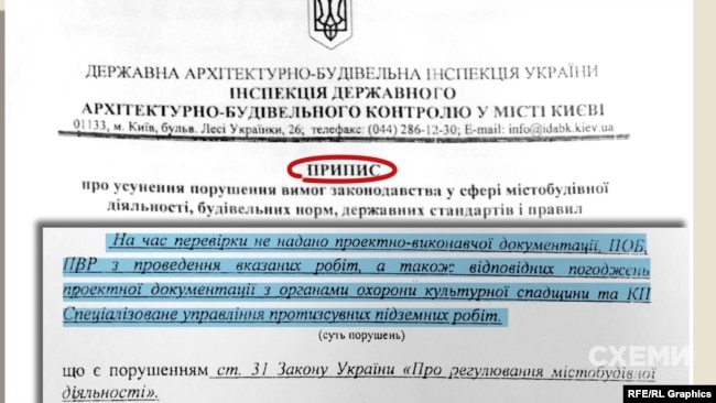 Копія припису інспекторів ДАБІ з описом усіх порушень збереглася у редакції “Схем”