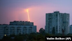 UKRAINE – The Russian rocket launch against Ukraine from Russia's Belgorod region is seen at dawn in Kharkiv, Ukraine, August 11, 2022