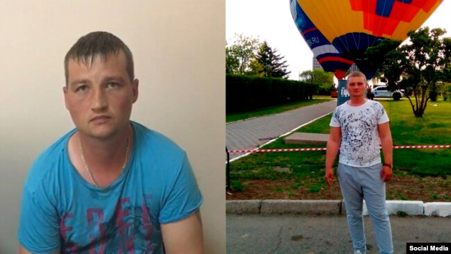 Слева – задержанный российский пограничник, справа – Владимир Кузнецов