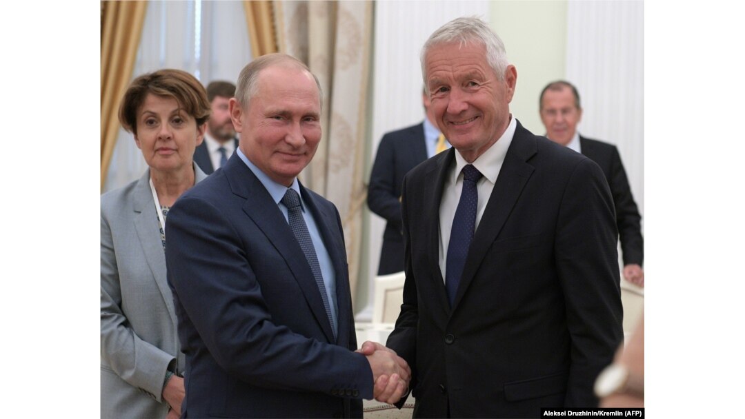 Президент России Владимир Путин принимает в Кремле генерального секретаря Совета Европы Турбьерна Ягланда, июнь 2018 года