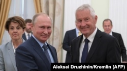 Генеральный секретарь Совета Европы Турбьерн Ягланд (справа) на встрече с президентом России Владимиром Путиным в Кремле, 20 июня 2018 года