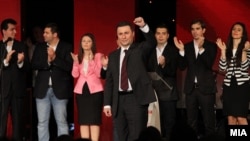 Премиерот Никола Груевски зборува на Конвенцијата на УМС на ВМРО-ДПМНЕ во Скопје.