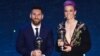 مگان راپینو و لیونل مسی در مراسم دریافت جایزه فیفا ۲۰۱۹