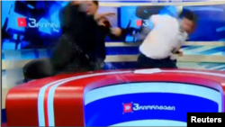 Georgia. Tbilisi. Politicians fight on live TV in Georgia
