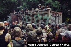Бійці батальйону спеціального призначення НГУ «Донбас» перед першим штурмом міста Іловайськ