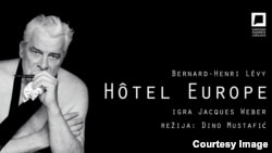 Plakat predstave "Hotel Evropa" prema tekstu francuskog intelektualca Bernarda-Henri Lévyja