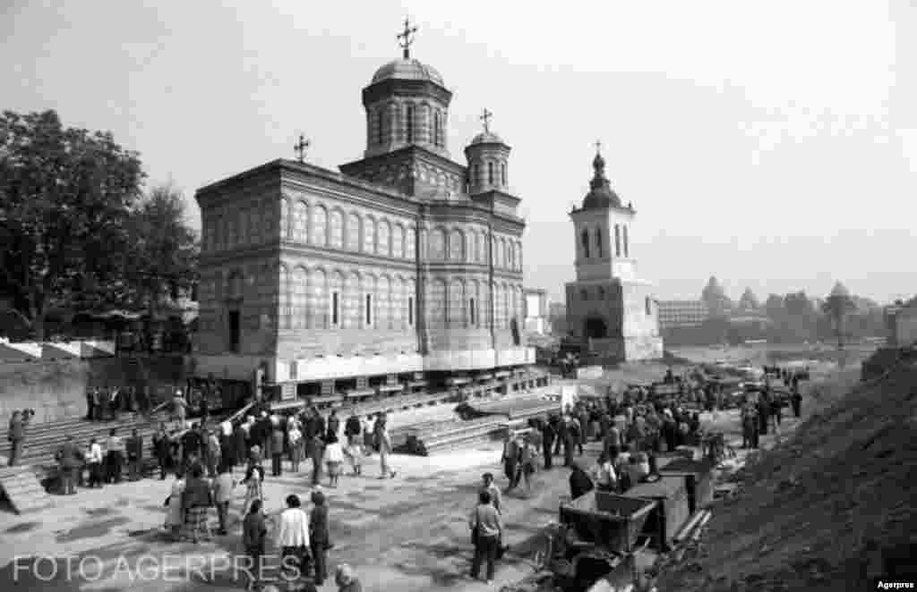 Eugeniu Iordachescu developed a unique system to place entire buildings on a structure similar to railroad tracks in order to move them away from areas slated for reconstruction. In 1985, the 16th-century Mihai Voda Orthodox Church was moved in tandem with its stand-alone tower.