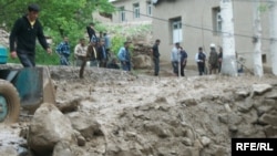 Flood damage in Khorugh, Tajikistan