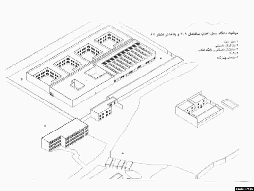 موغعیت دادگاه، محل اعدام، ساختمان 209 و بندها در کشتار 67