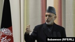 Afghanistan- Kabul: Afghan president Hamid Karzai speaks during his visit from Military academy today in Kabul, February, 16, 2013.