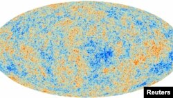 Space -- An image of the anisotropies of the Cosmic microwave background (CMB) as observed by Planck is seen in this handout released by the European Space Agency, 21Mar2013