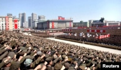 У столиці Пхеньяні скликали масову демонстрацію на підтримку рішення про «удар по США», фото державного агентства ЦТАК, 29 березня 2013 року
