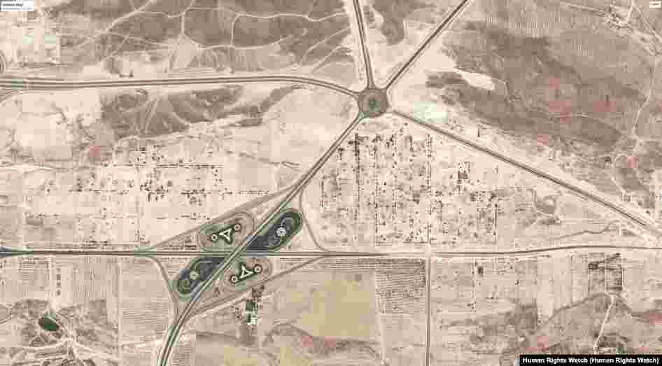 Turkmenistan - Demolished neighborhoods in Ashgabat (Satellite view) after