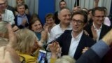 North Macedonia - Supporters of the winning candidate, Stevo Pendarovski, celebrated in Skopje after North Macedonia's presidential runoff election on May 5. screen grab