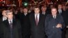 Armenia - Armenian National Congress leader Levon Ter-Petrosian (R) and Hanrapetutyun party leader Aram Sarkisian (L) lead an opposition demonstration in Yerevan.