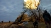 Ukrainian soldiers fire "Pion" self-propelled guns at positions of the Russian Army in the Kherson region on November 9.