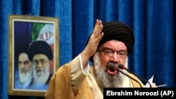 Iranian senior cleric Ahmad Khatami delivers his sermon during Friday prayer ceremony in Tehran, January 5, 2018 