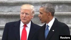 Бывший и нынешние президенты США Дональд Трамп и Барак Обама.