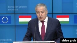 Brussels -- Sirojiddin Muhriddin, foreign minister of Tajikistan, 10Dec2019 