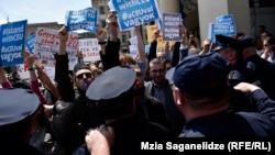 Tbilisi, u Gruziji gdje je Viktor Orban danas u posjeti oragnizovani su protesti protiv mađarskog premijera Orbana, 21. april 2017. 