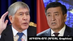 Kyrgyz President Sooronbai Jeenbekov (right) and his predecessor, Almazbek Atambaev: A dispute between them is fracturing Kyrgyzstan's ruling party and threatens to sow discord across the country. (combo photo)