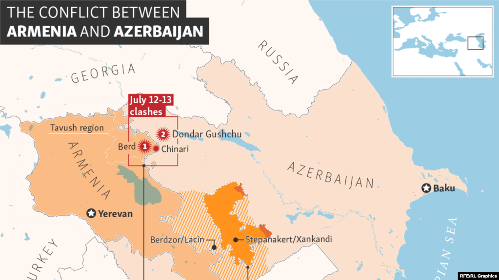 Infographic - Locator map - The Conflict Between Armenia And Azerbaijan 
