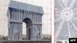 Офисът на Кристо и Жан-Клод разпространи снимки от проекта си за Триумфалната арка в Париж.