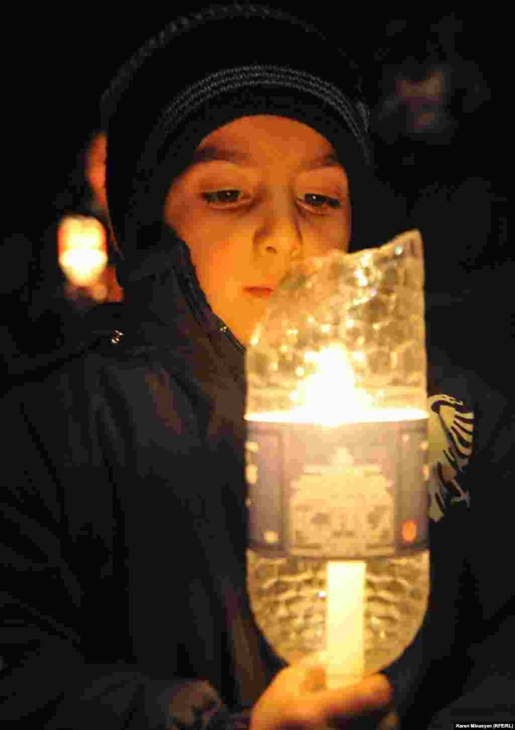Armenia -- Christmas candle liturgy, Khor Virap, 05Jan2013