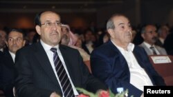 المالكي وعلاوي في جلسة لمجلس النواب العراقي في 11 تشرين ثاني 2011