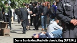 Hasidic Jews pray at the grave of Reb Nachman.