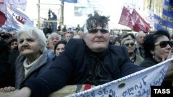 An opposition rally in Tbilisi on April 21 -- far less than 200,000