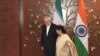 Indian Foreign Minister Sushma Swaraj (right) with her Iranian counterpart Mohammad Javed Zarif in New Delhi.