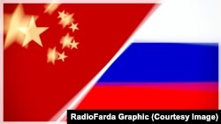 Флаги Китая и России, коллаж