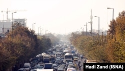 A photo shows air pollution in Iran's capital, Tehran