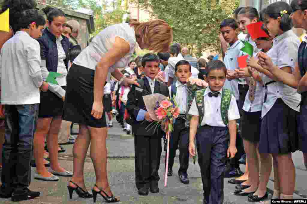 This young man was feeling a little stressed on his first day at the Nairi Zaryan school in Yerevan.