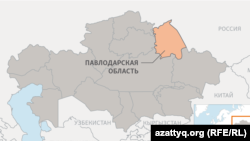 Павлодарская область на карте Казахстана.