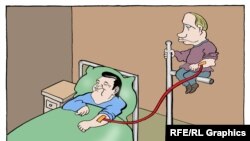 Cartoon from Predrag Koraksić Corax "Infusion"