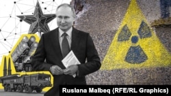 Владимир Путин, ядерное оружие России и радиация. Коллаж