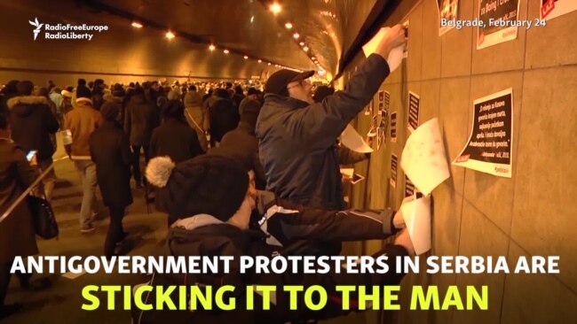 'Stick It To The Man': Serbia's Anti-Vucic Sticker Protest