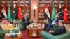 یک نشست قبلی وزیران خارجه پاکستان، عربستان سعودی، ترکیه و مصر در اسلام‌آباد؛ از راست: بدر عبدالعاطی، هاکان فیدان، اسحاق دار و فیصل بن فرحان