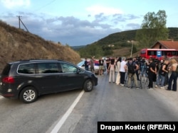 The scene at the Medare border crossing in Serbia on September 6