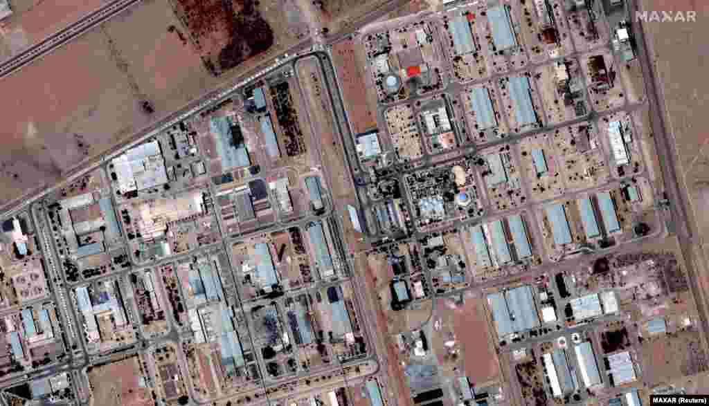 A satellite image of the Isfahan enrichment facility on June 19 and another taken on June 22 following US strikes.