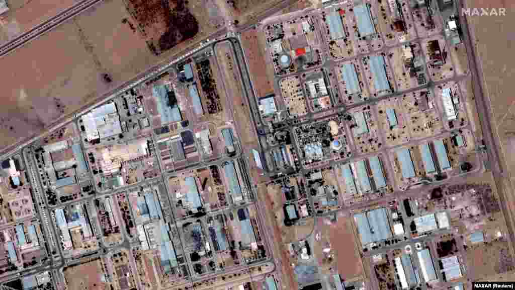 A satellite image of the Isfahan enrichment facility on June 19 and another taken on June 22 following US strikes.