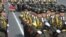 Armenia - Military academy cadets march during a parade in Yerevan.