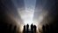 People walk through the 9/11 Empty Sky memorial across from New York's One World Trade Center at Liberty State Park in Jersey City, New Jersey, on September 9.