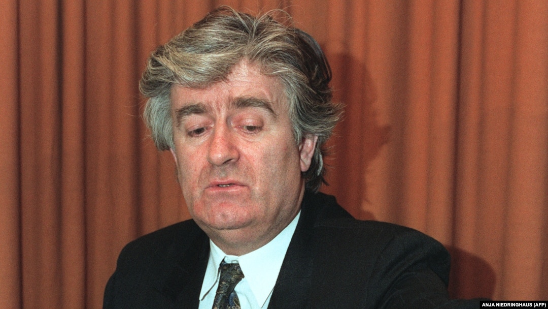 Radovan Karadzic at his headquarters in Pale in January 1993