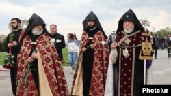 Armenia - Catholicos Garegin II visits the Armenian genocide memorial in Yerevan, April 24, 2026.