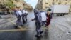 Cleaners disinfect the streets of Baku amid a coronavirus lockdown. (file photo)